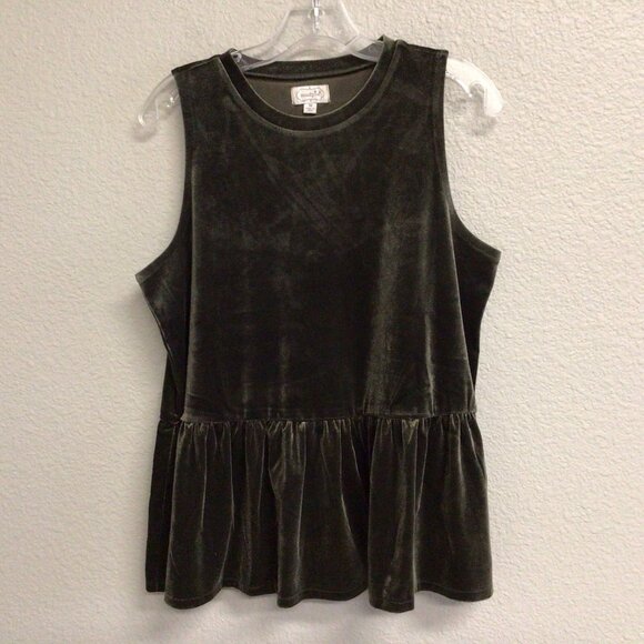 Mudpie Baby Doll Tiered Tank Velvet Top Green Women’s Medium Peasant Boho - Picture 8 of 9